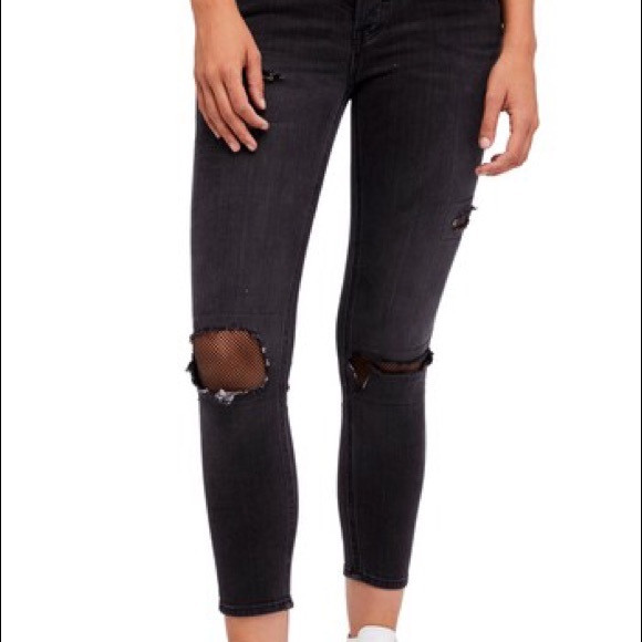 Free People Denim - NWT Free People Fishnet Crop Skinny Jeans